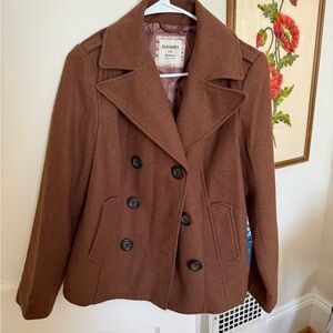 Old Navy Women's Rust Brown Double-Breasted Peacoat